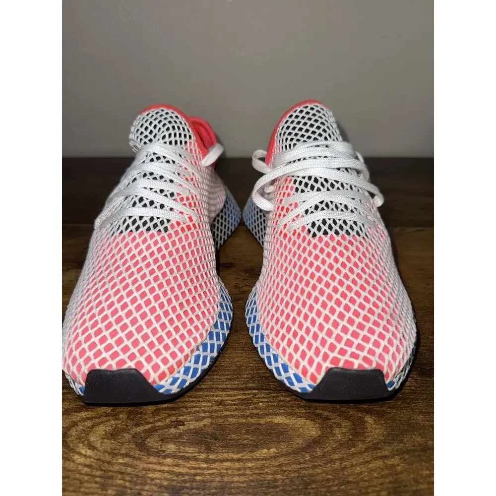 Adidas Mens Deerupt Runner Solar Red Bluebird Mens 10.5 Great Condition CR2625